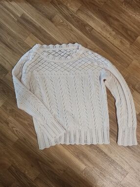 Women's Cream Open-Knit Sweater